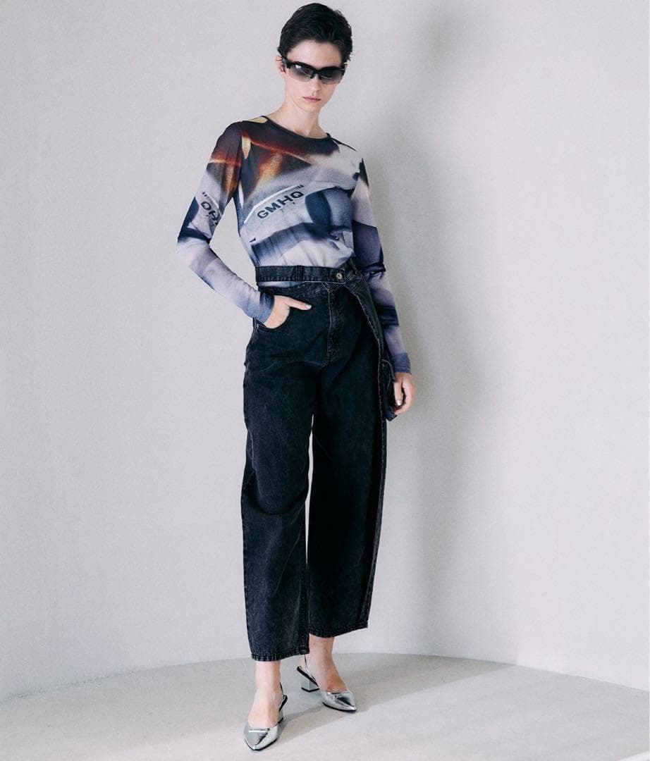 美品 PRANK PROJECT マルチプリント シアーカットソー シースルー