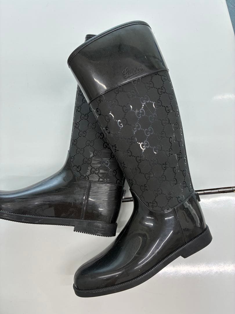 pigret ブラックラバーブーツ GGロゴ