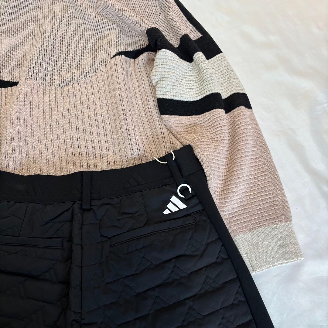未使用　adidasゴルフ　モックネックセーターキルティングハーフパンツ　セット
