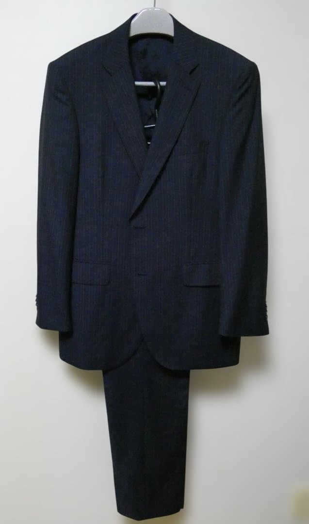 ダンヒル生地使用 スーツ ネイビー100AB7 背抜き