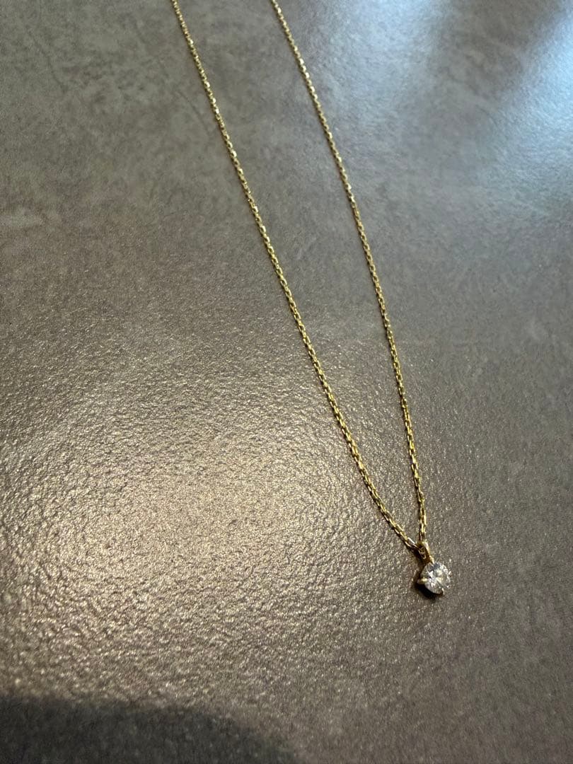 ete ブライトK18Yネックレス0.1ct 40cm 現物写真 証明書あり