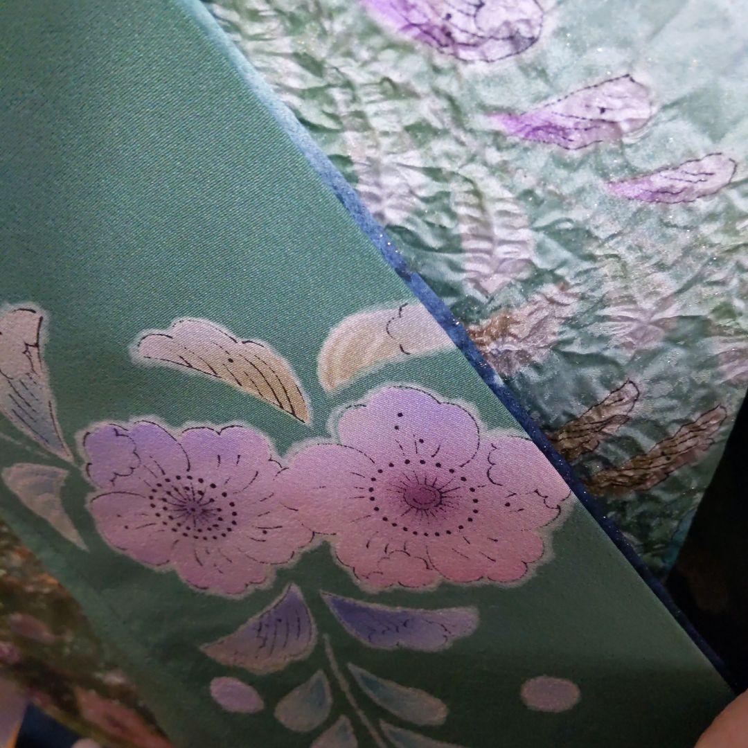 295【最終価格】翡翠色　金通し　落款辻ヶ花振袖6点フルセット成人式卒業式謝恩会