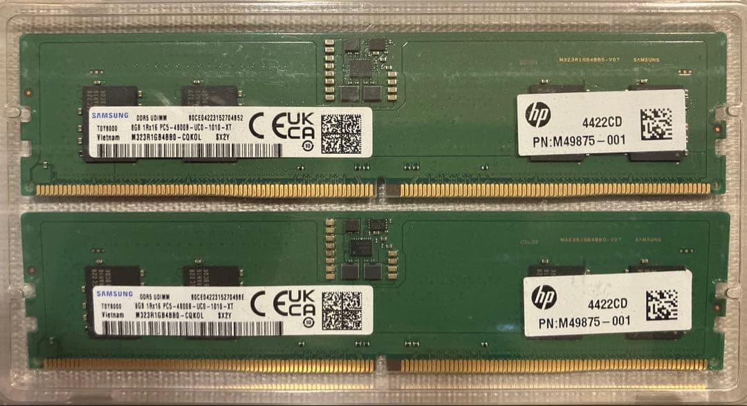 HP純正 PC5-4800B UDIMM 8GB ×2(計16GB)
