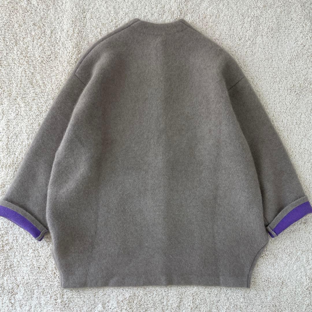 美品♡ エレンディーク ラクーンミックスダブルカーディガン グレー パープル 2