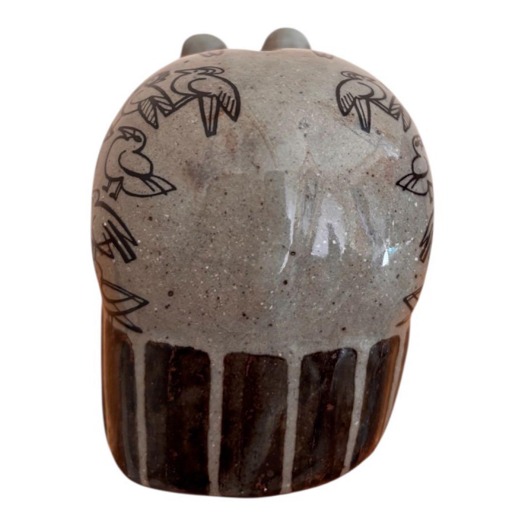 リサラーソン バスタブのカバ貯金箱 濃いグレー 波佐見焼 置物 /陶器