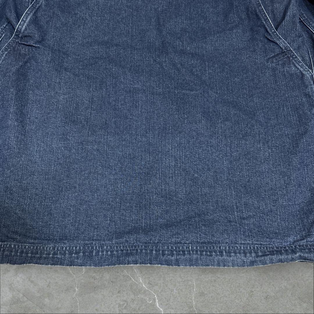 12]エルエルビーン デニムカバーオールジャケットブルゾン古着 襟コーデュロイ