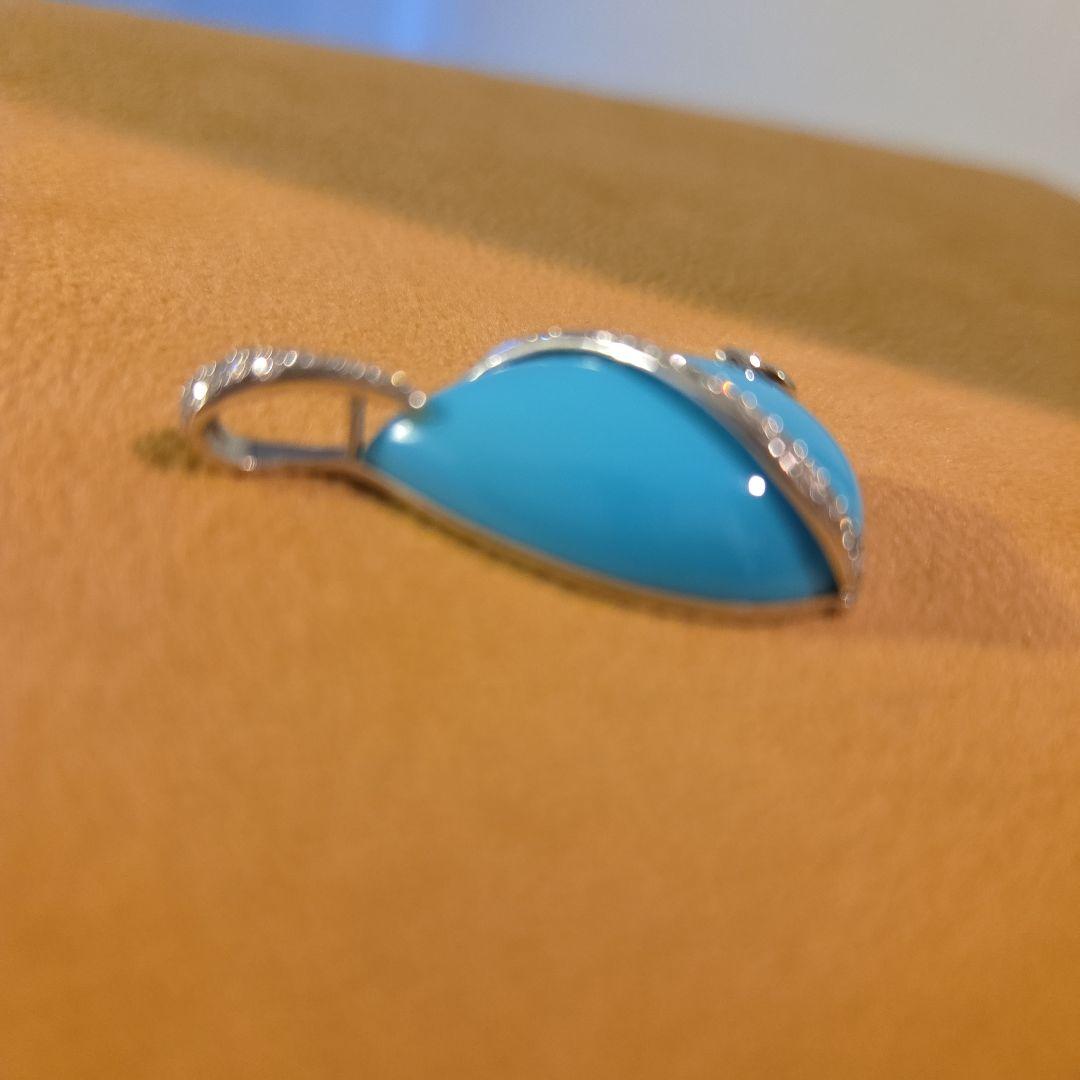 k 18WGターコイズダイヤモンド 付きペンダント チャーム6.5g