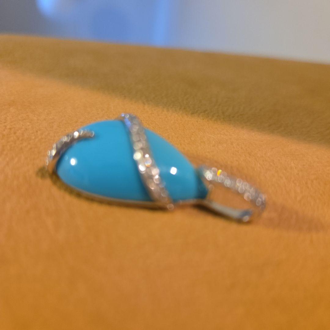 k 18WGターコイズダイヤモンド 付きペンダント チャーム6.5g