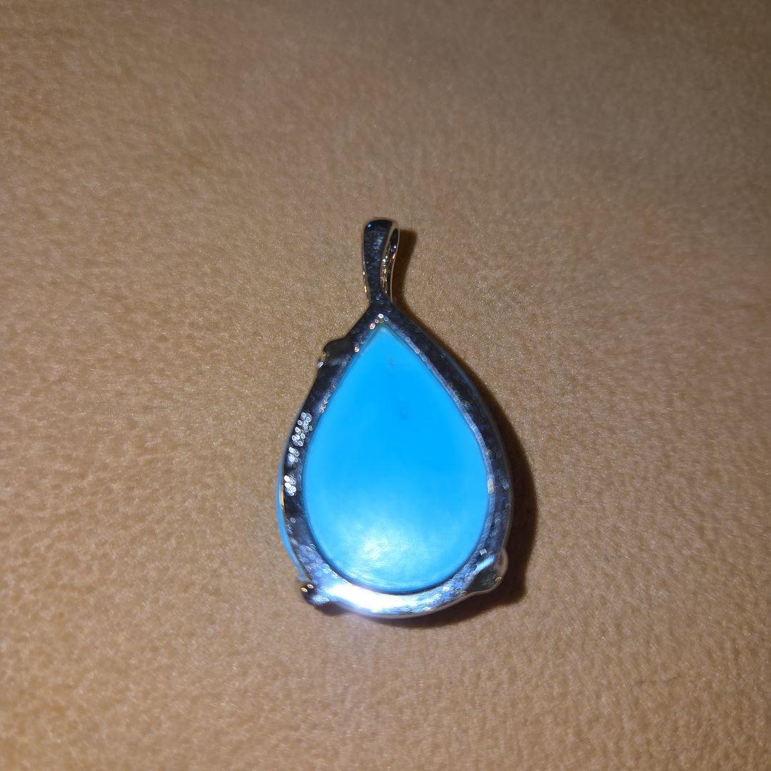 k 18WGターコイズダイヤモンド 付きペンダント チャーム6.5g