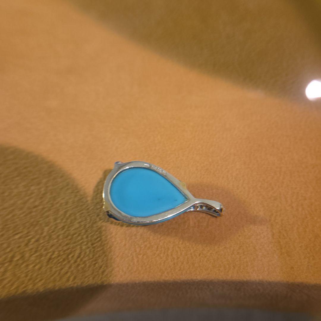 k 18WGターコイズダイヤモンド 付きペンダント チャーム6.5g