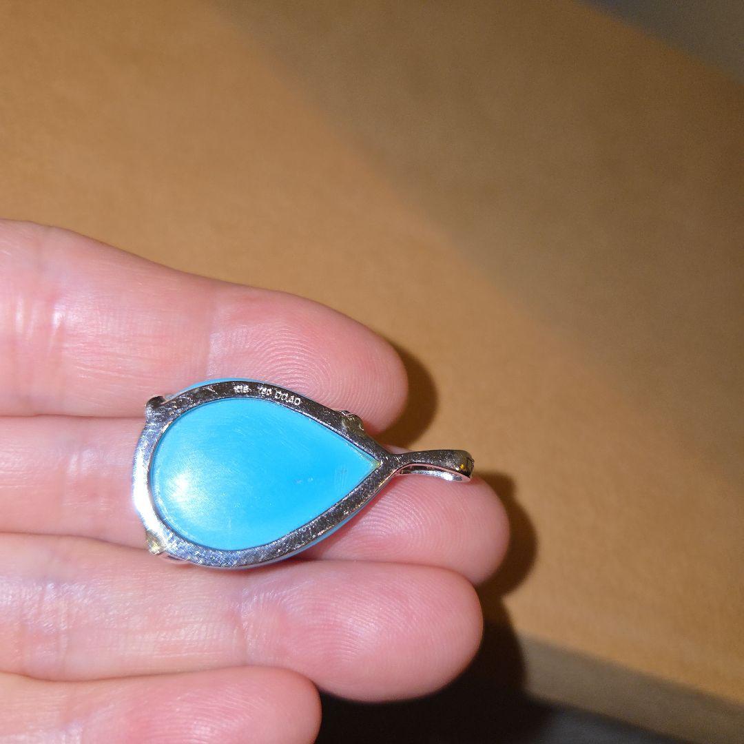 k 18WGターコイズダイヤモンド 付きペンダント チャーム6.5g