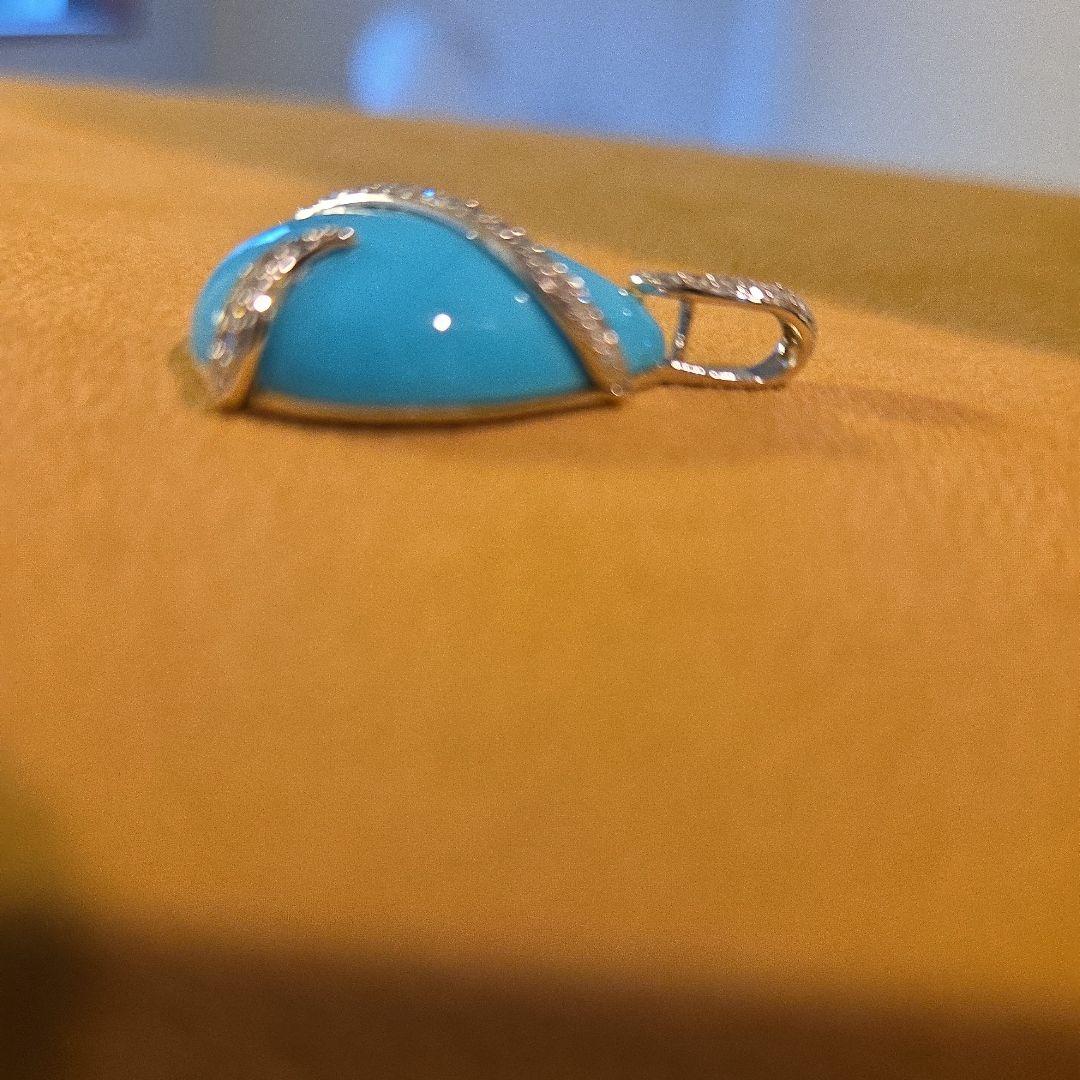 k 18WGターコイズダイヤモンド 付きペンダント チャーム6.5g