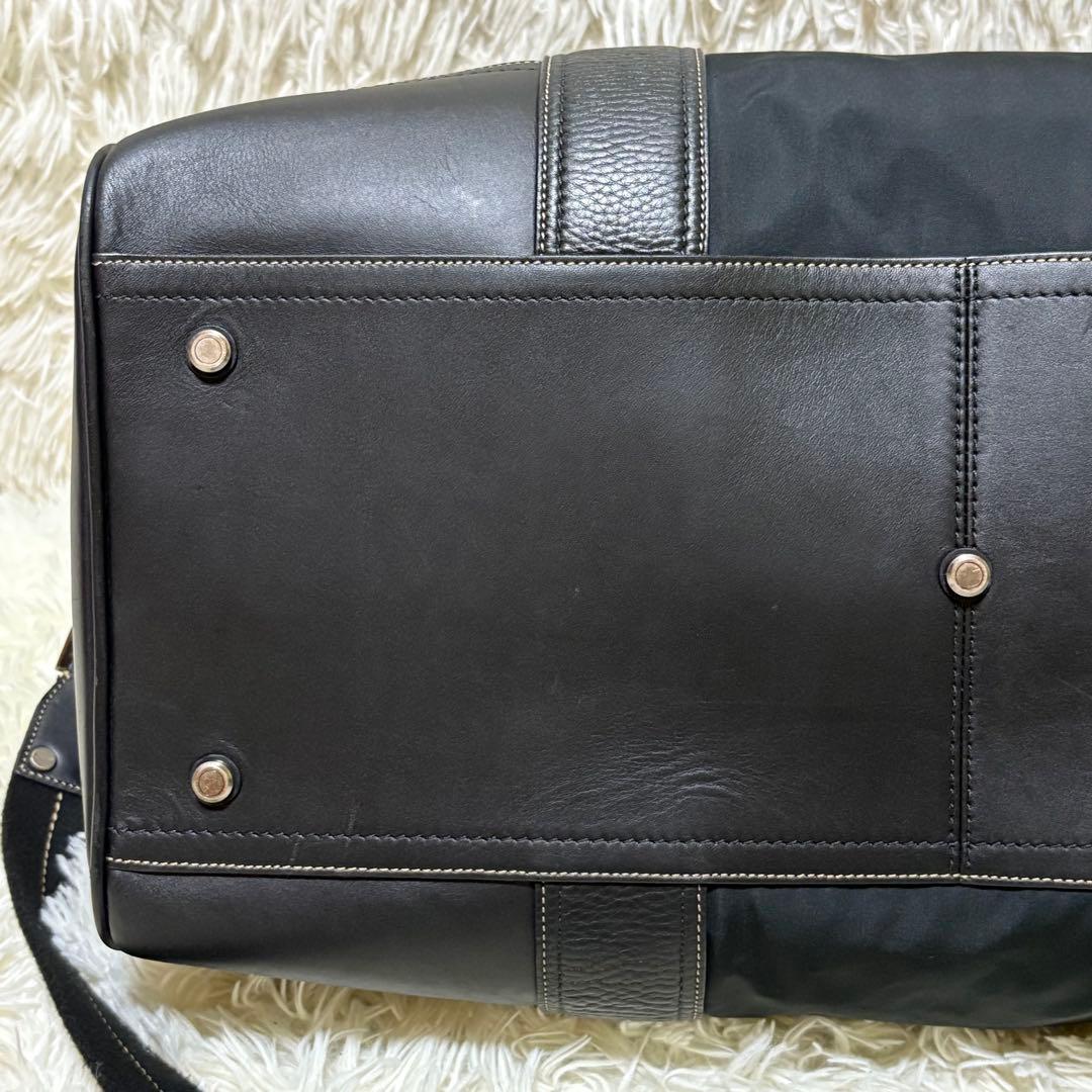 ★美品★COACH ボストンバッグ 大容量 レザー切替 ショルダー紐付 ブラック