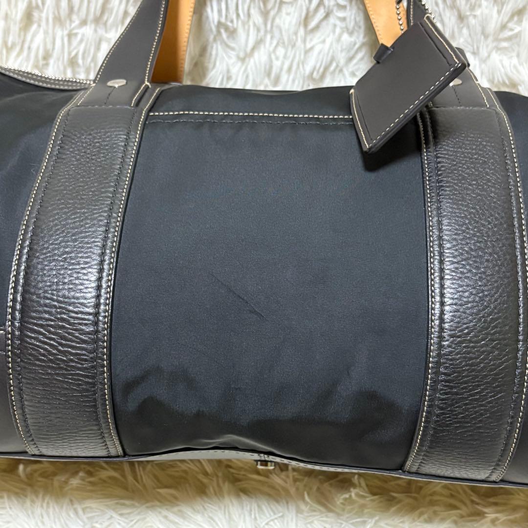 ★美品★COACH ボストンバッグ 大容量 レザー切替 ショルダー紐付 ブラック