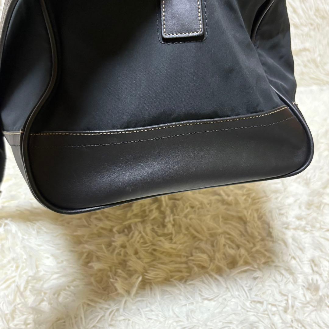 ★美品★COACH ボストンバッグ 大容量 レザー切替 ショルダー紐付 ブラック