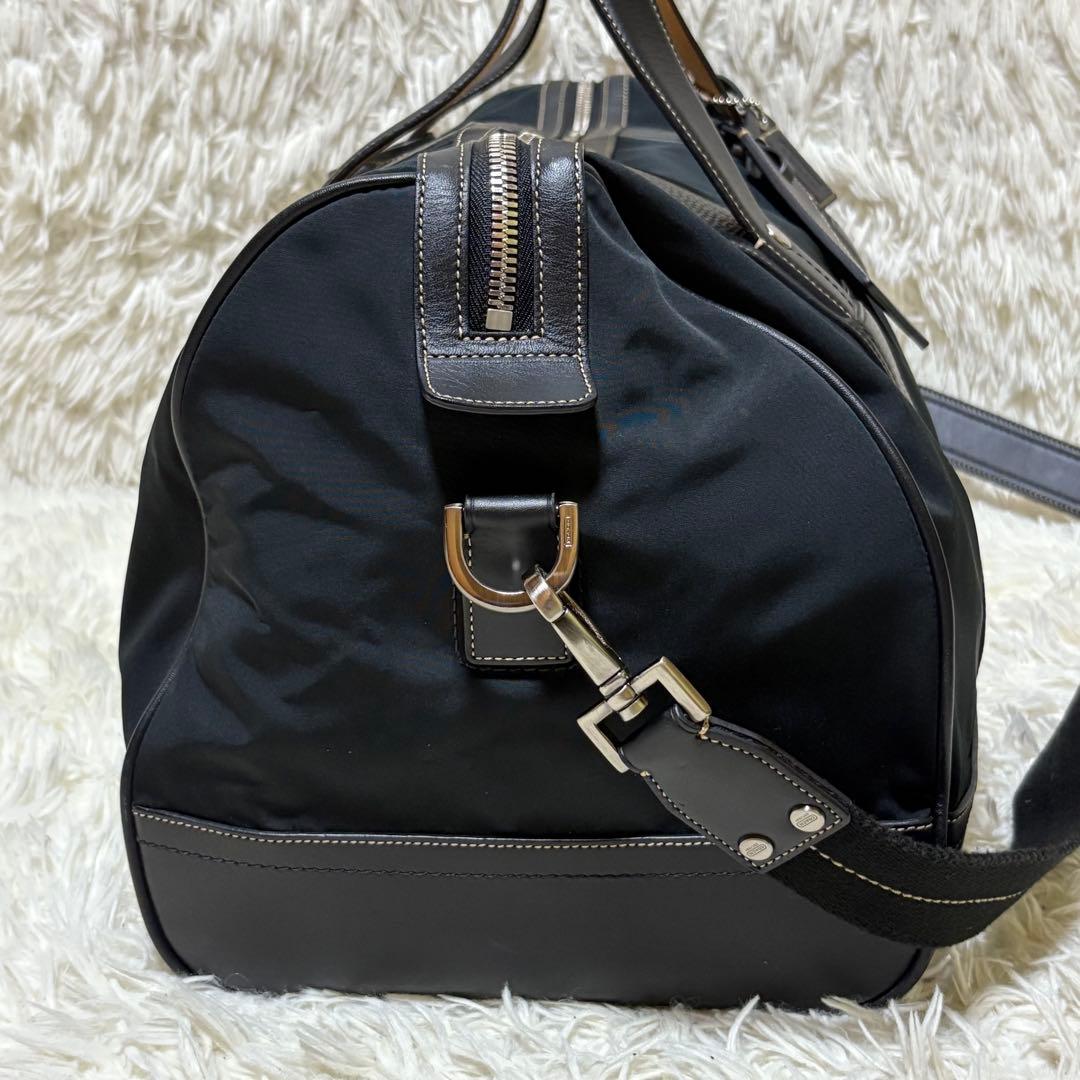 ★美品★COACH ボストンバッグ 大容量 レザー切替 ショルダー紐付 ブラック
