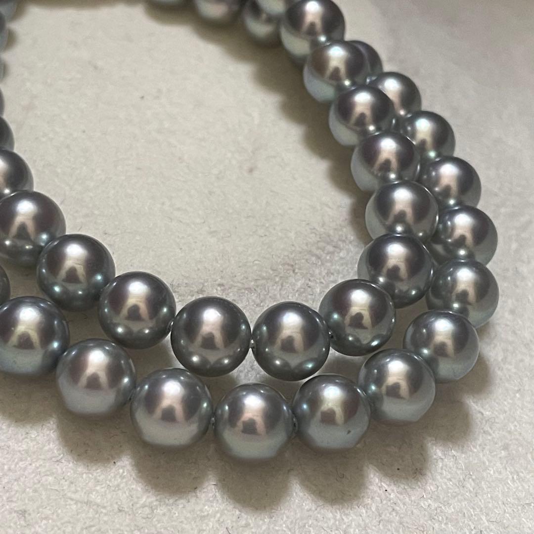 【POLA✨大珠】あこや真珠 ネックレス 7.5-8.0 パール ポーラ グレー