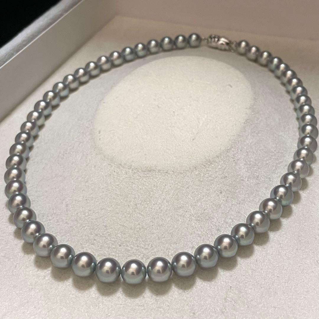 【POLA✨大珠】あこや真珠 ネックレス 7.5-8.0 パール ポーラ グレー