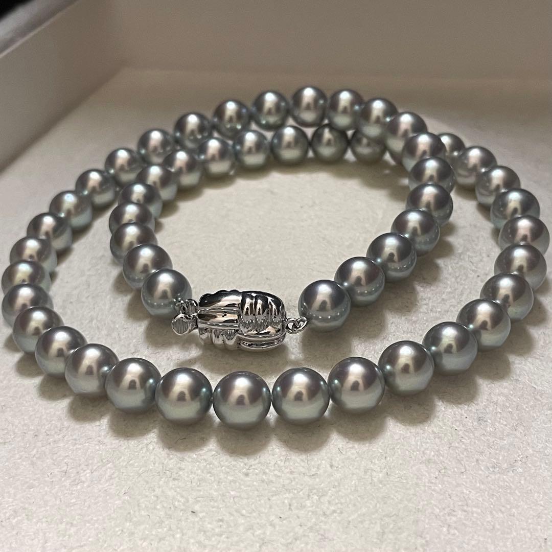 【POLA✨大珠】あこや真珠 ネックレス 7.5-8.0 パール ポーラ グレー