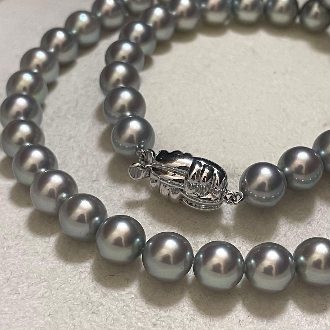 【POLA✨大珠】あこや真珠 ネックレス 7.5-8.0 パール ポーラ グレー