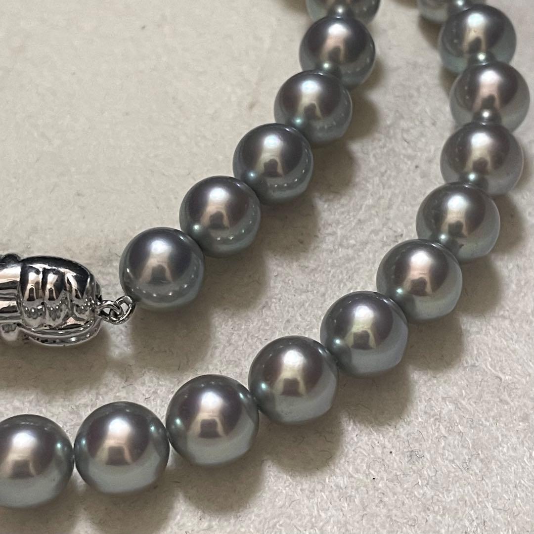 【POLA✨大珠】あこや真珠 ネックレス 7.5-8.0 パール ポーラ グレー