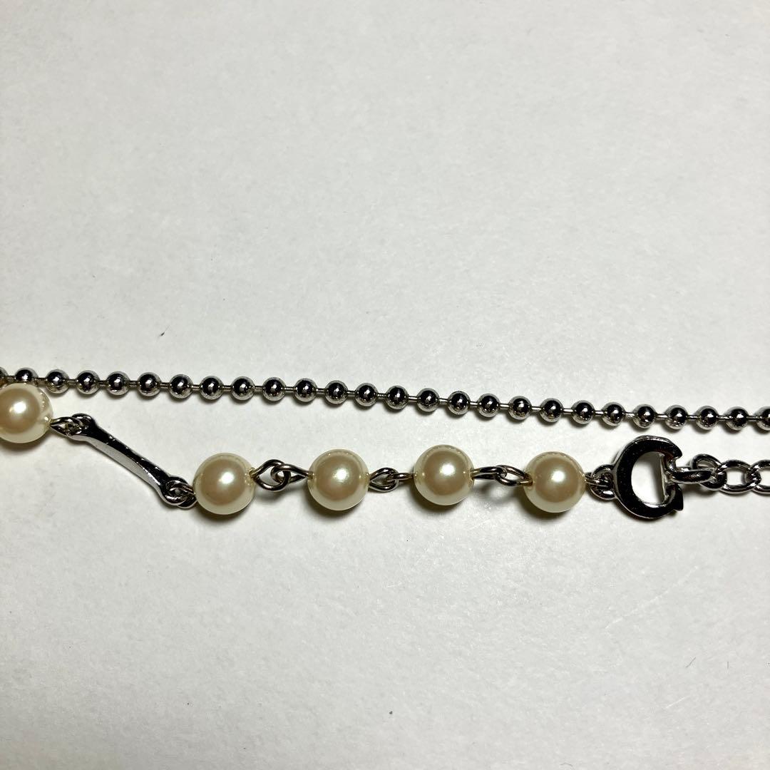 美品✨ クリスチャンディオール CDロゴ パール ネックレス シルバー