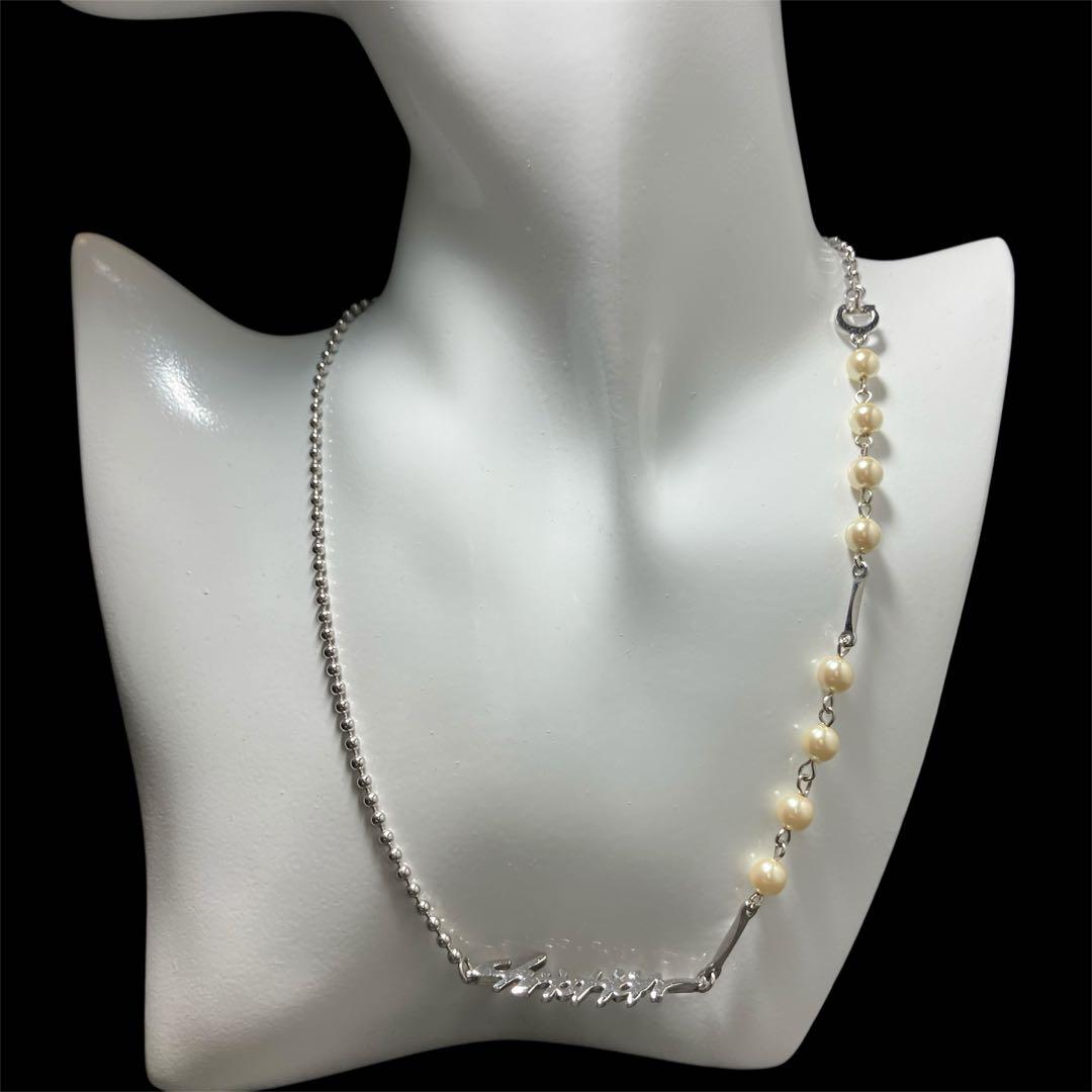 美品✨ クリスチャンディオール CDロゴ パール ネックレス シルバー
