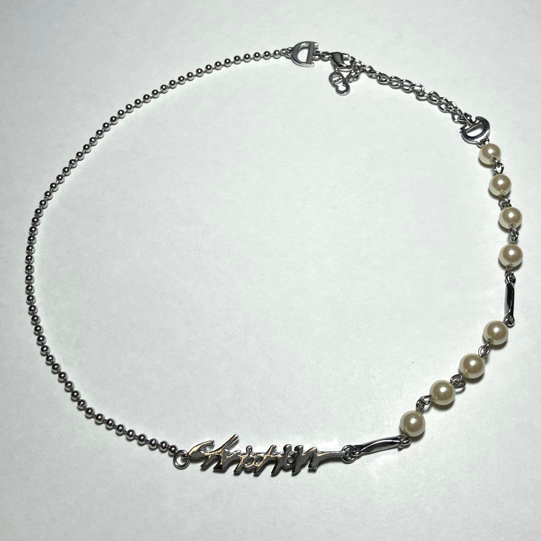 美品✨ クリスチャンディオール CDロゴ パール ネックレス シルバー