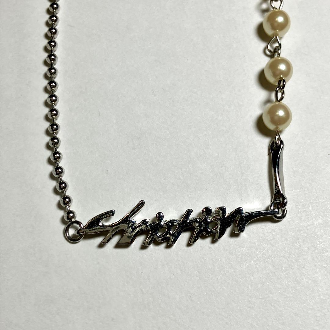 美品✨ クリスチャンディオール CDロゴ パール ネックレス シルバー