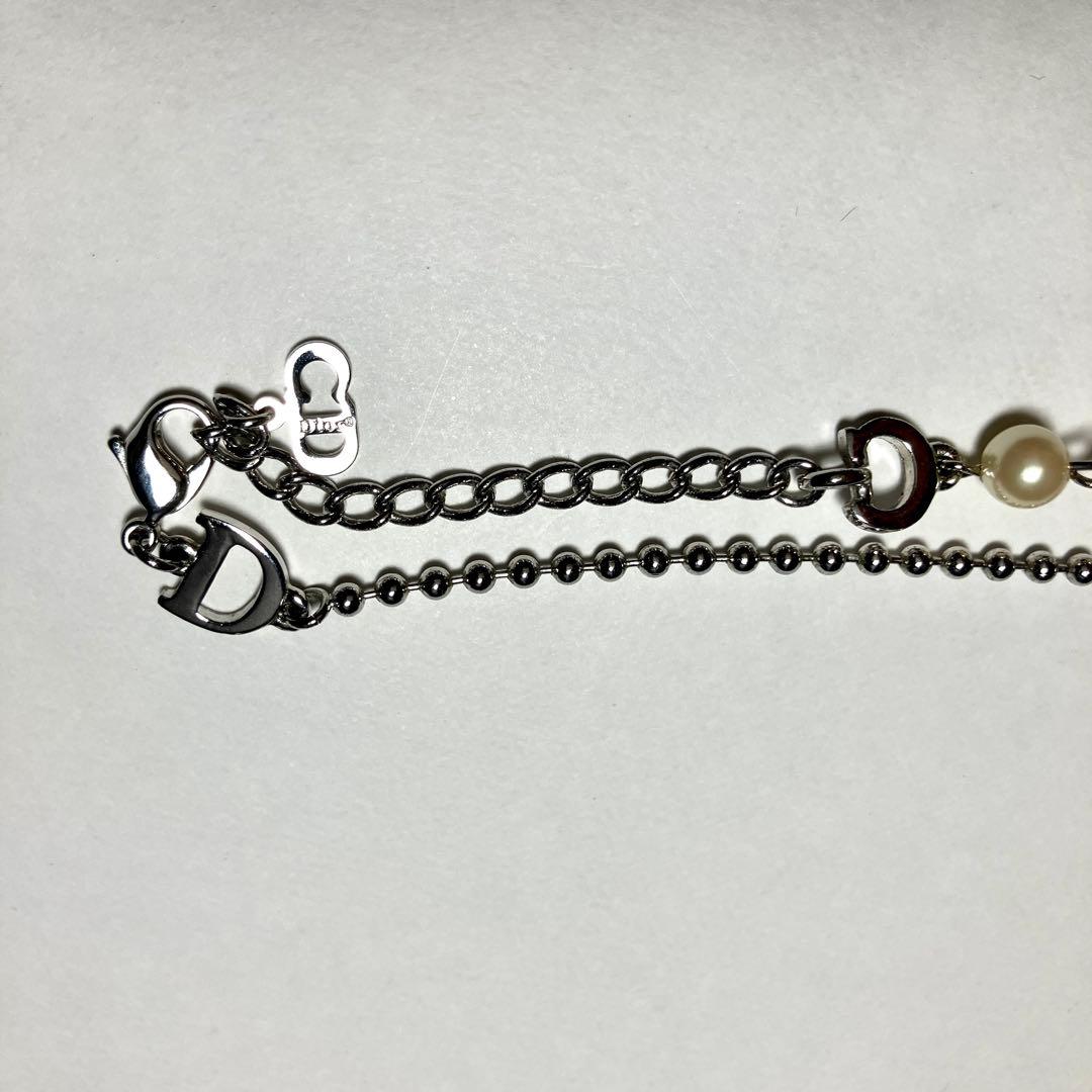 美品✨ クリスチャンディオール CDロゴ パール ネックレス シルバー