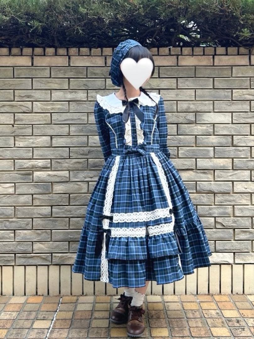 axes femme kawaii タータンチェックベレー帽 ブルー 新品未使用