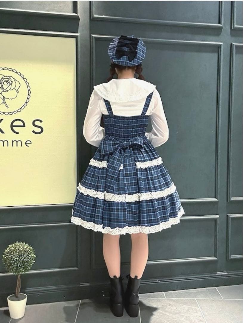 axes femme kawaii タータンチェックベレー帽 ブルー 新品未使用