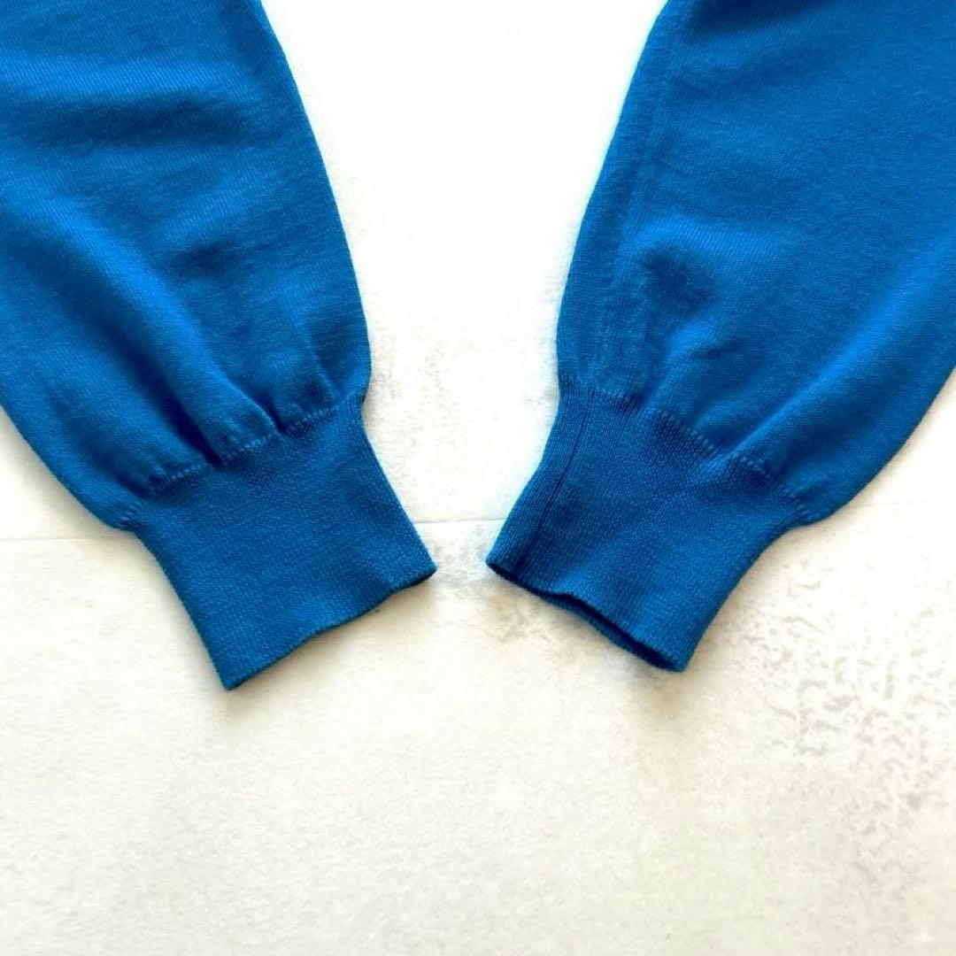 現行✨人気グランサッソウールタートルネックニット　ハイゲージ52ブルー近年モデル