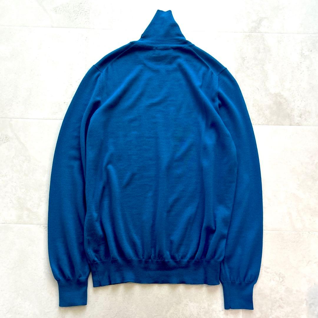 現行✨人気グランサッソウールタートルネックニット　ハイゲージ52ブルー近年モデル