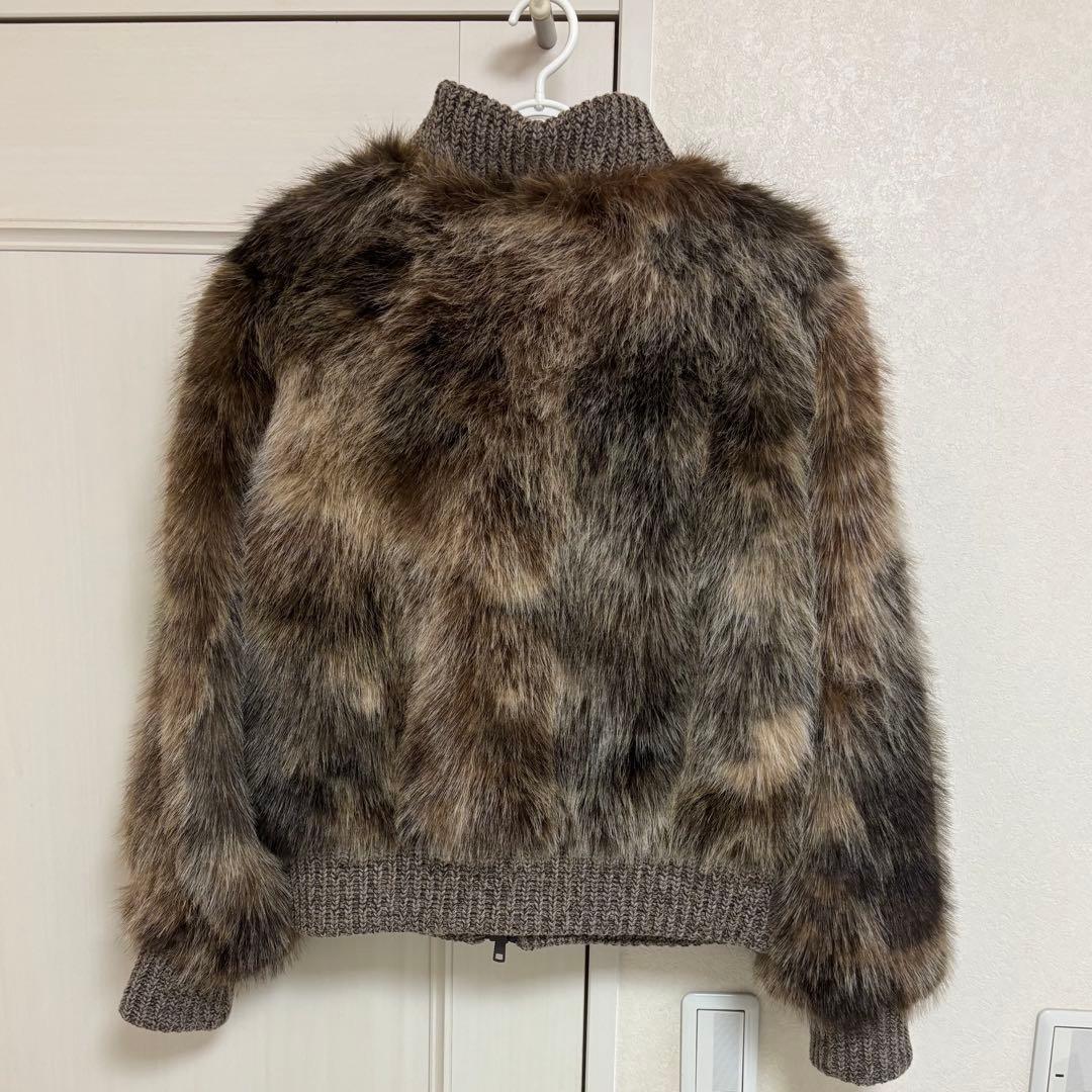 LAGUA GEM MIX KNIT FAUX FUR ブルゾン ブラウン