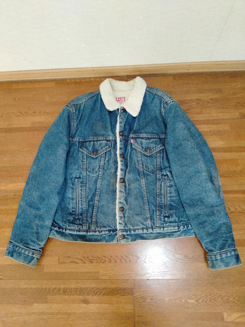 ビンテージ80年代リーバイスデニムボア付きJKT青70608-0216 44R