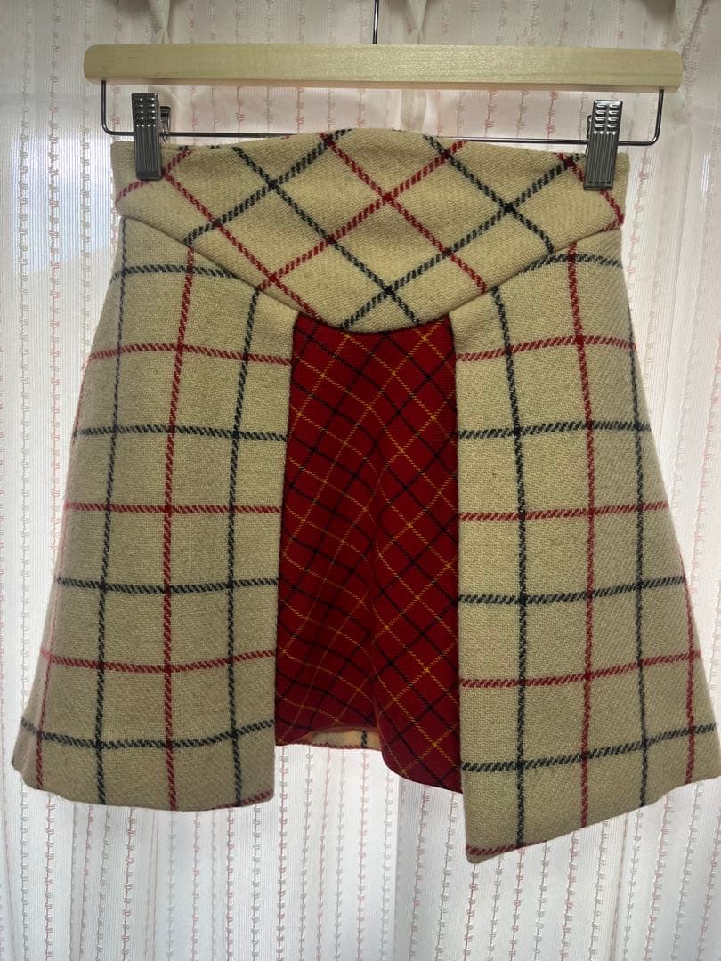 ヴィヴィアンウエストウッド　ハリスツイード チェック柄　台形ミニスカート