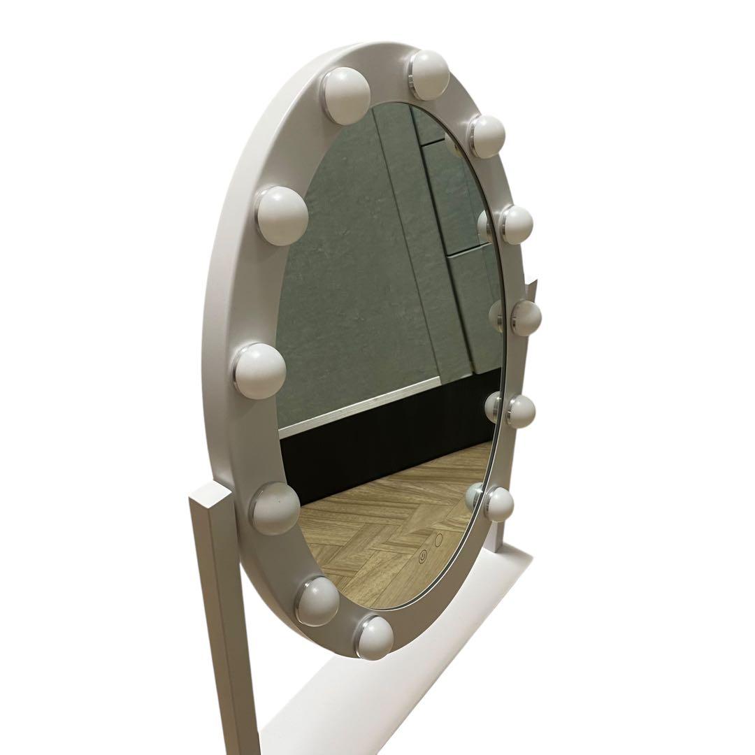 【美品】Francfranc フッツェハリウッドミラーラウンドLホワイト