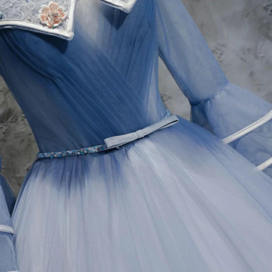 ★モネちゃん★ロングドレス 演奏会 長袖 袖付き ウエディングドレス