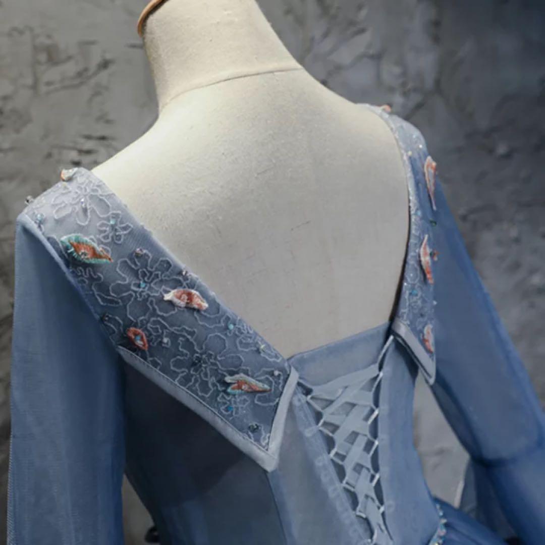 ★モネちゃん★ロングドレス 演奏会 長袖 袖付き ウエディングドレス