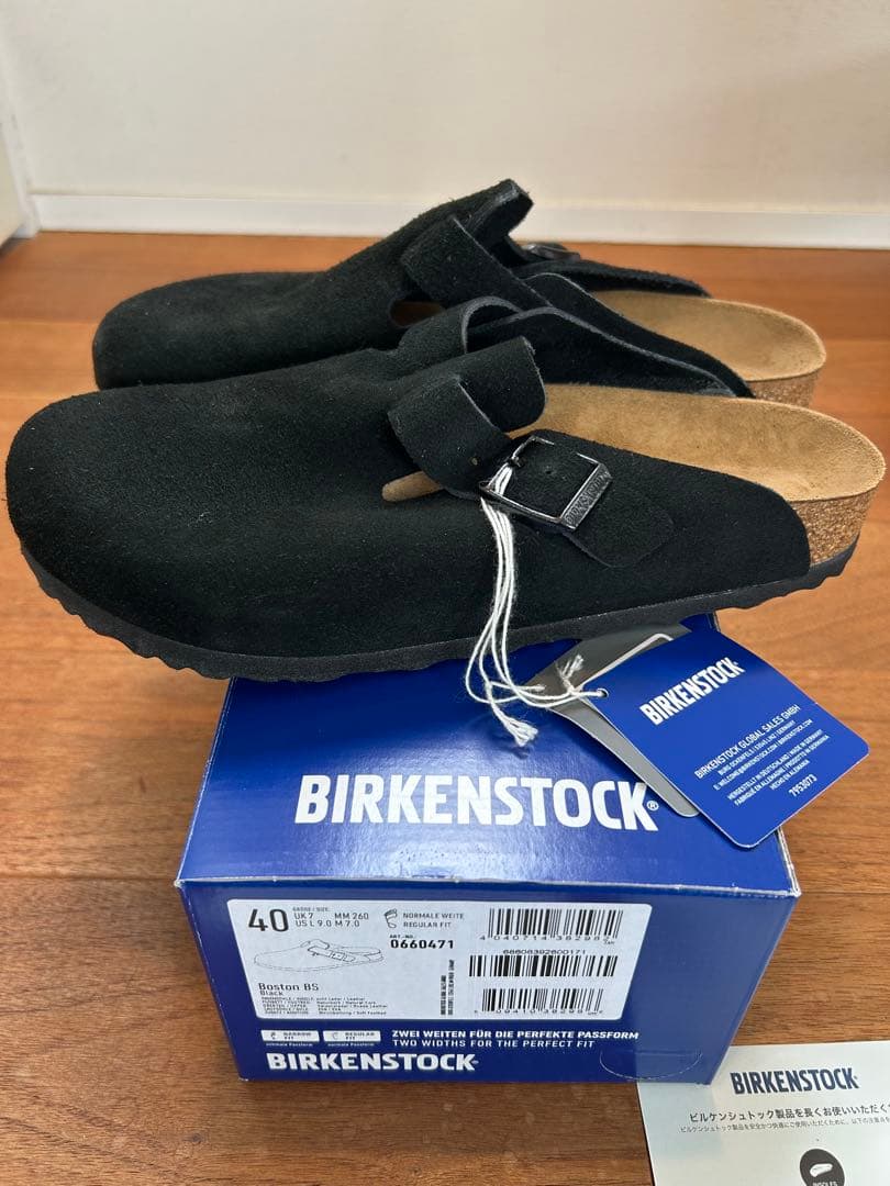 国内正規品BIRKENSTOCK BOSTON BLACK スエード 40 26