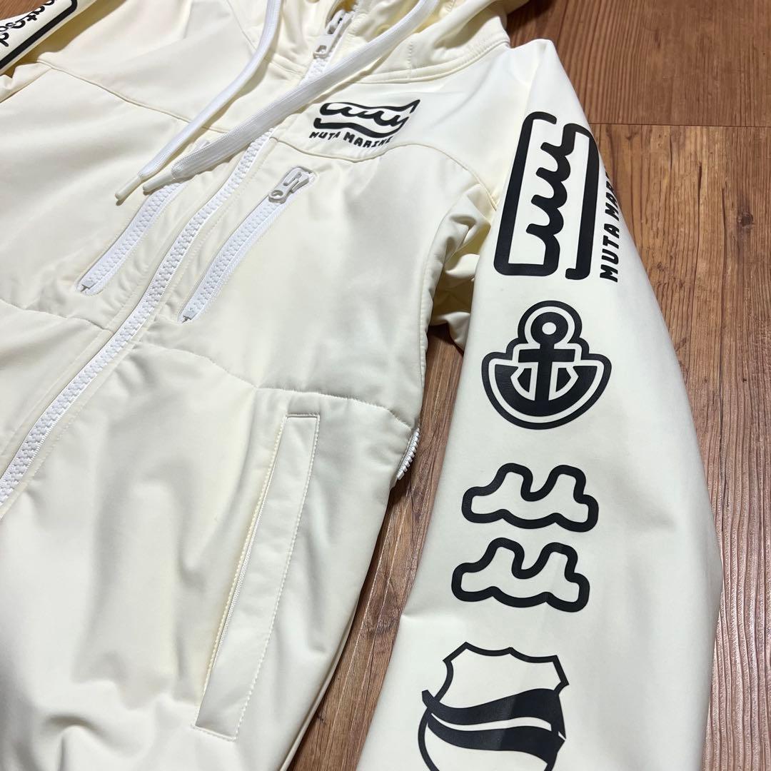 yuu10ムータマリン クリームホワイト フード付きジャケット　0サイズ