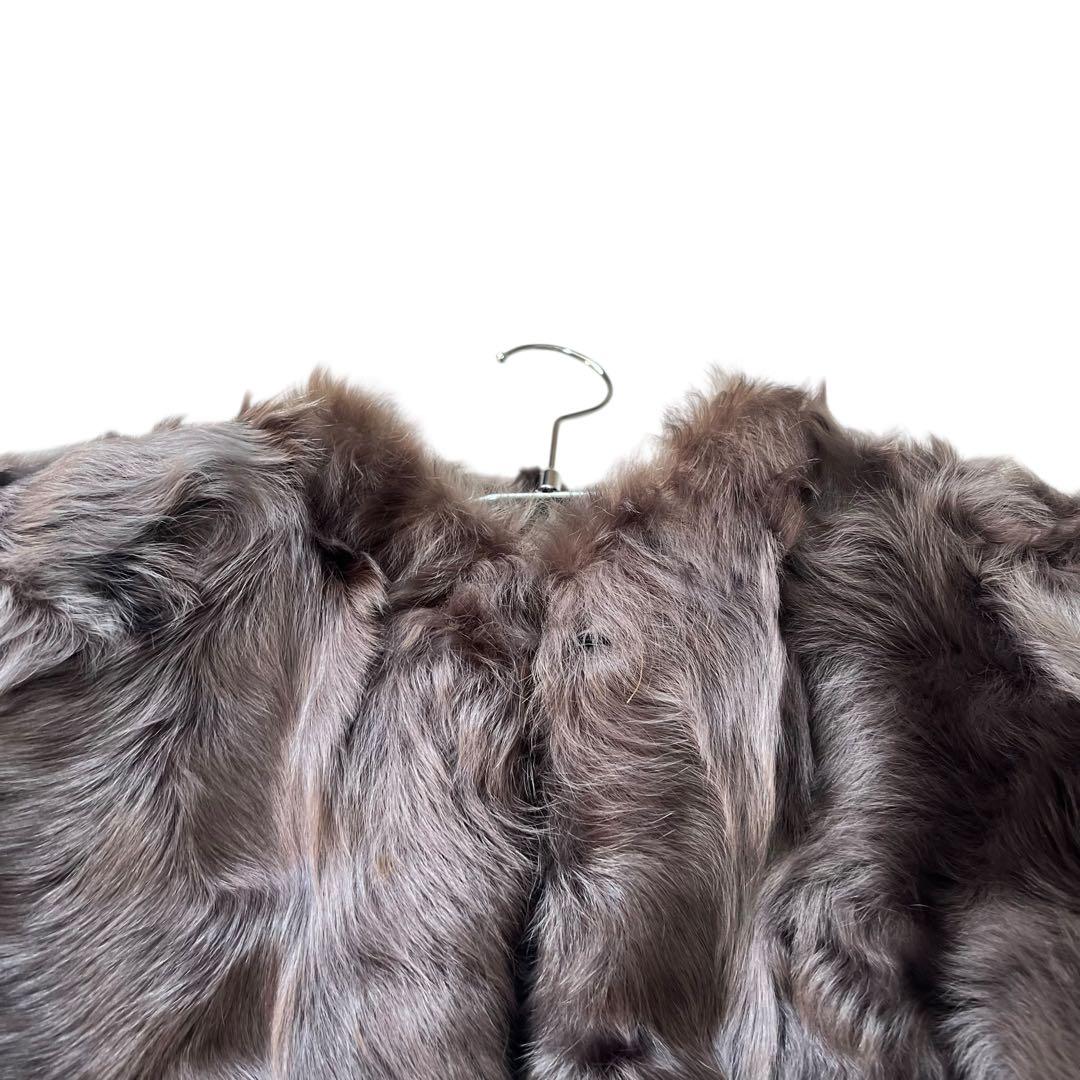 希少カラー グレー ラムファー クロップド丈 リアルファーコート 毛皮 ELLE