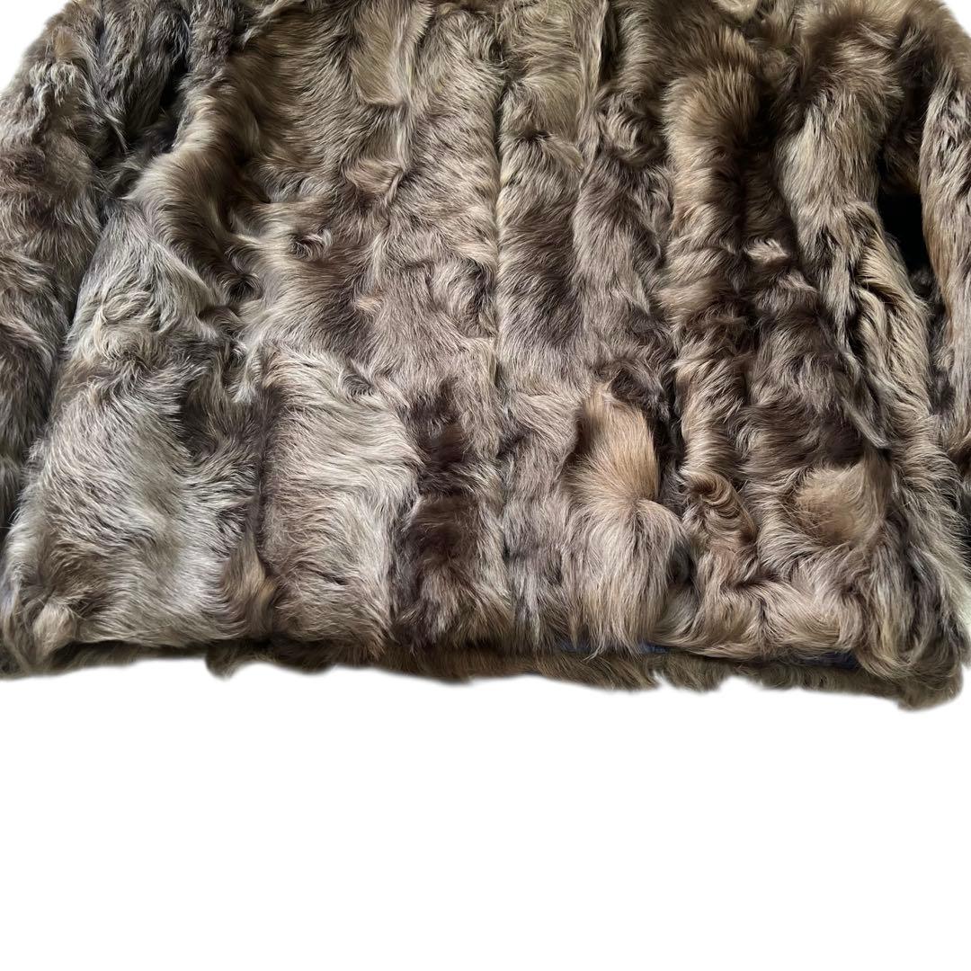 希少カラー グレー ラムファー クロップド丈 リアルファーコート 毛皮 ELLE