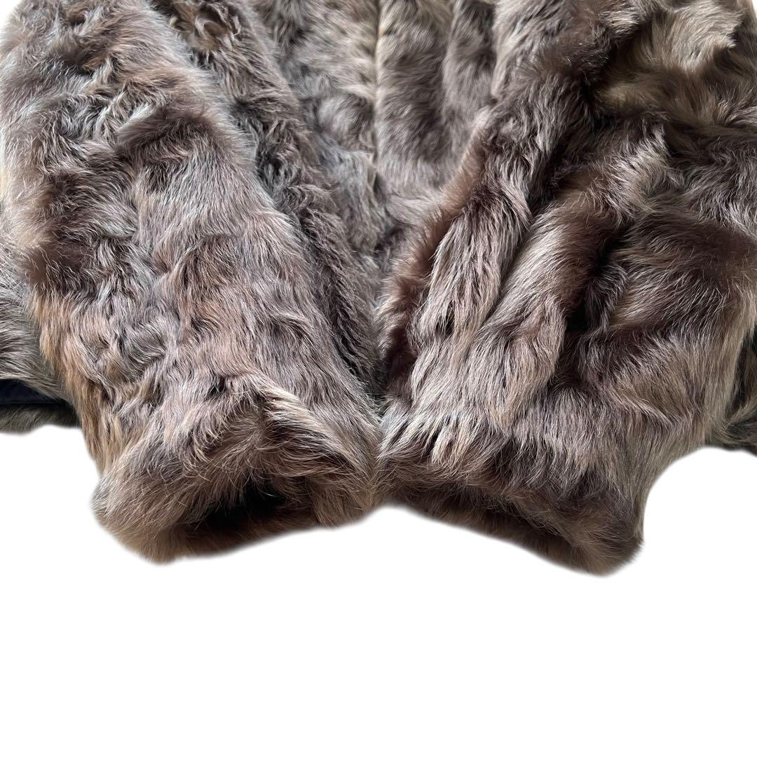 希少カラー グレー ラムファー クロップド丈 リアルファーコート 毛皮 ELLE