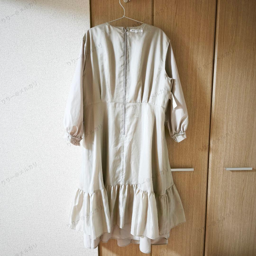 美品25SS・大きいサイズ48★23区　ラスタークロスタックワンピース　ベージュ