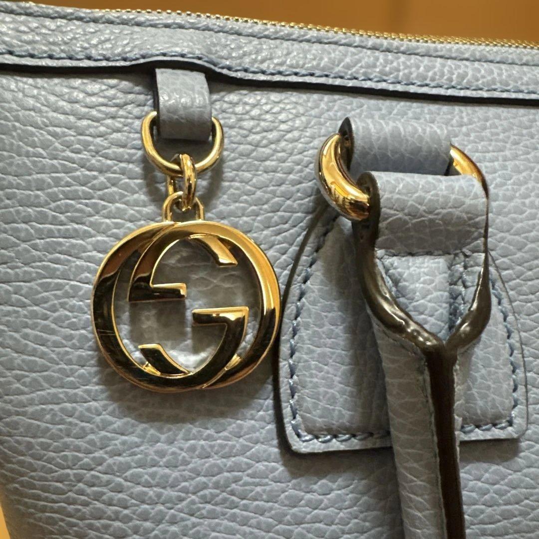 GUCCI インターロッキングG ライトブルーハンドバッグ