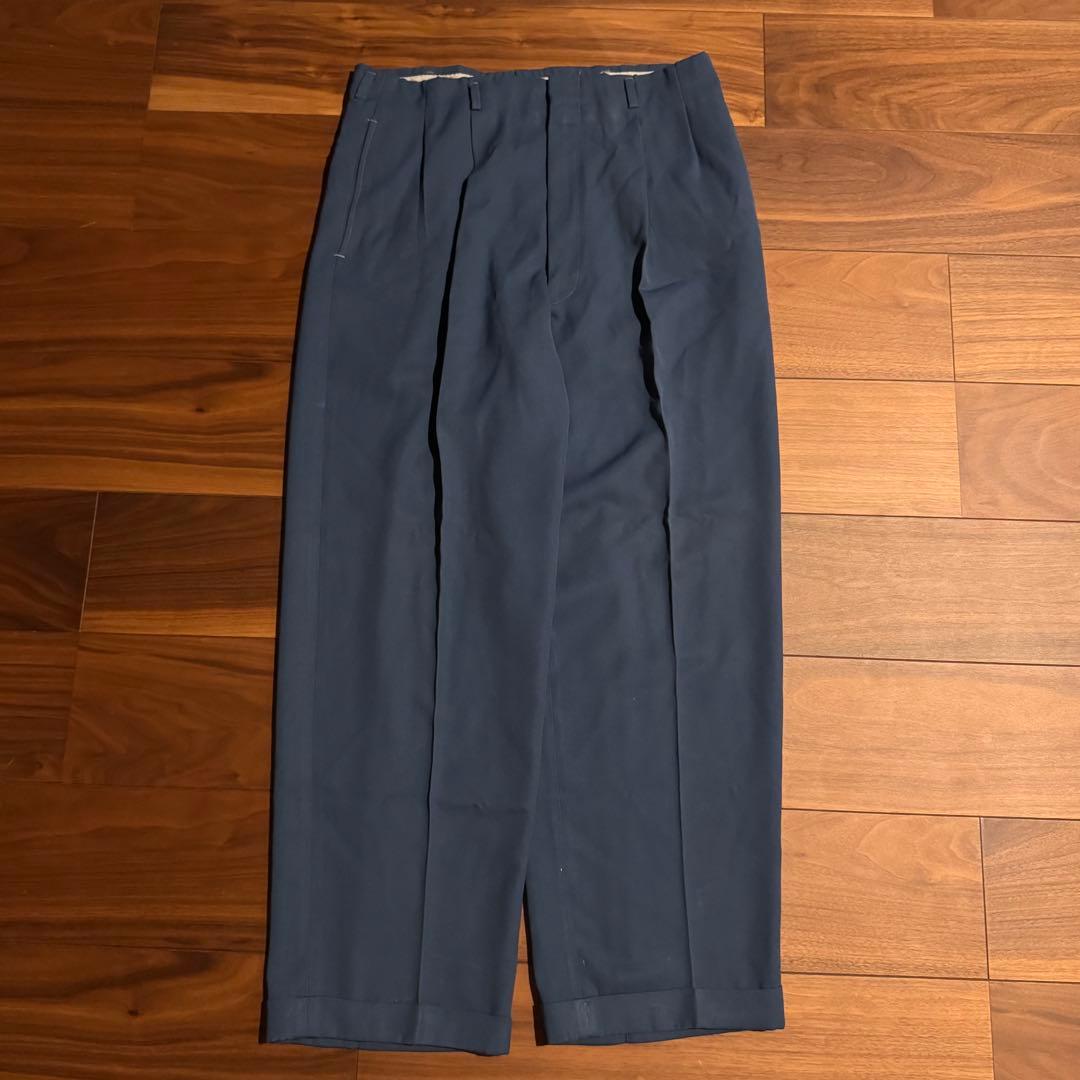50s 60s レーヨンギャバジンスラックス　ギャバスラ　青