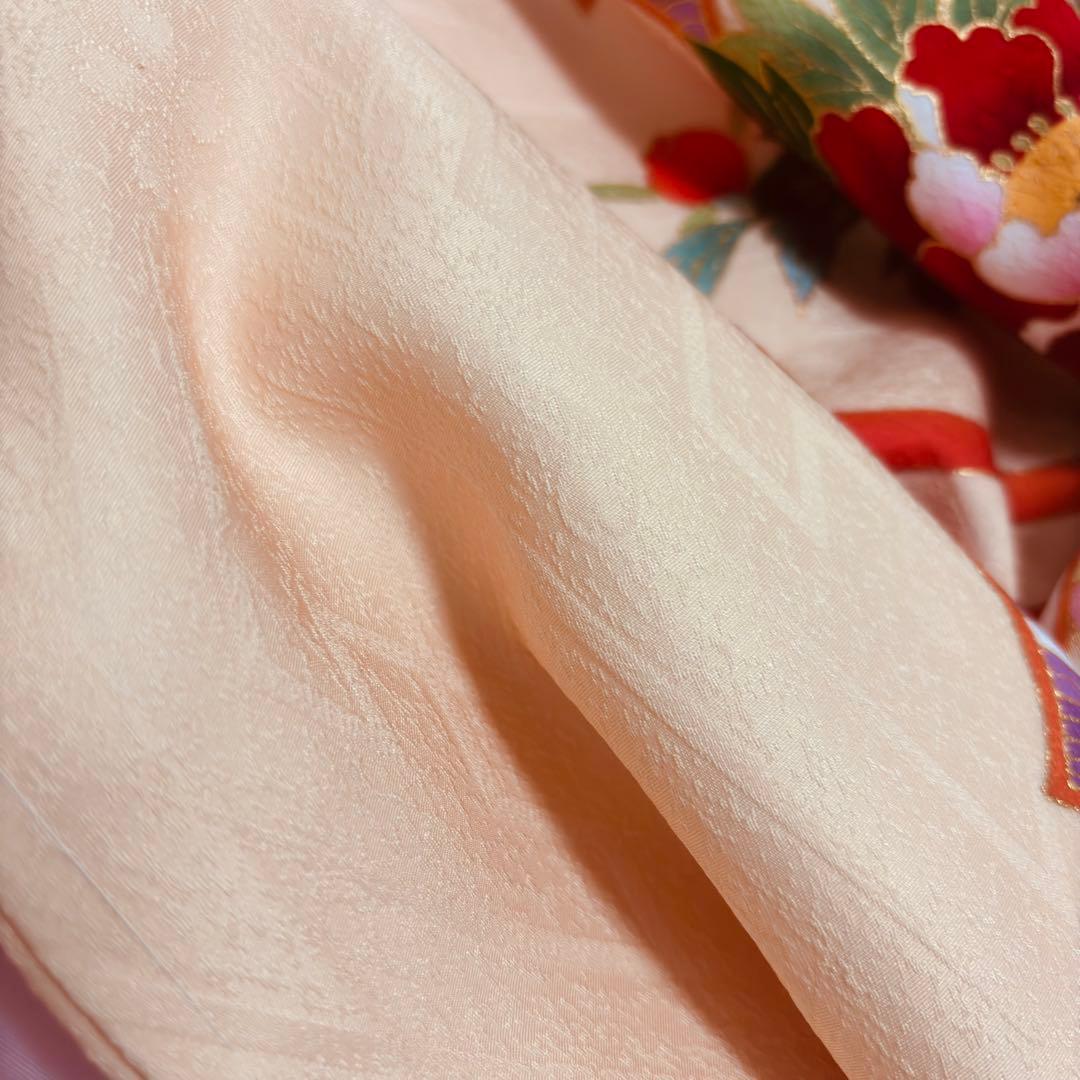 【新品】 正絹 日本製 特選京友禅 金駒刺繍 お宮参り 産着 ペールオレンジ