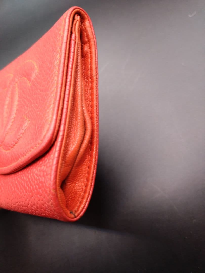 CHANEL ケース 小銭入れ 財布 ココマーク キャビアスキン 赤